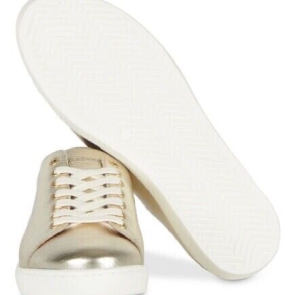 NEW Barbour Women Hallie GOLD Casual Fashion Sneakers LACE UP SHOES LEATHER NIB - Picture 2 of 4